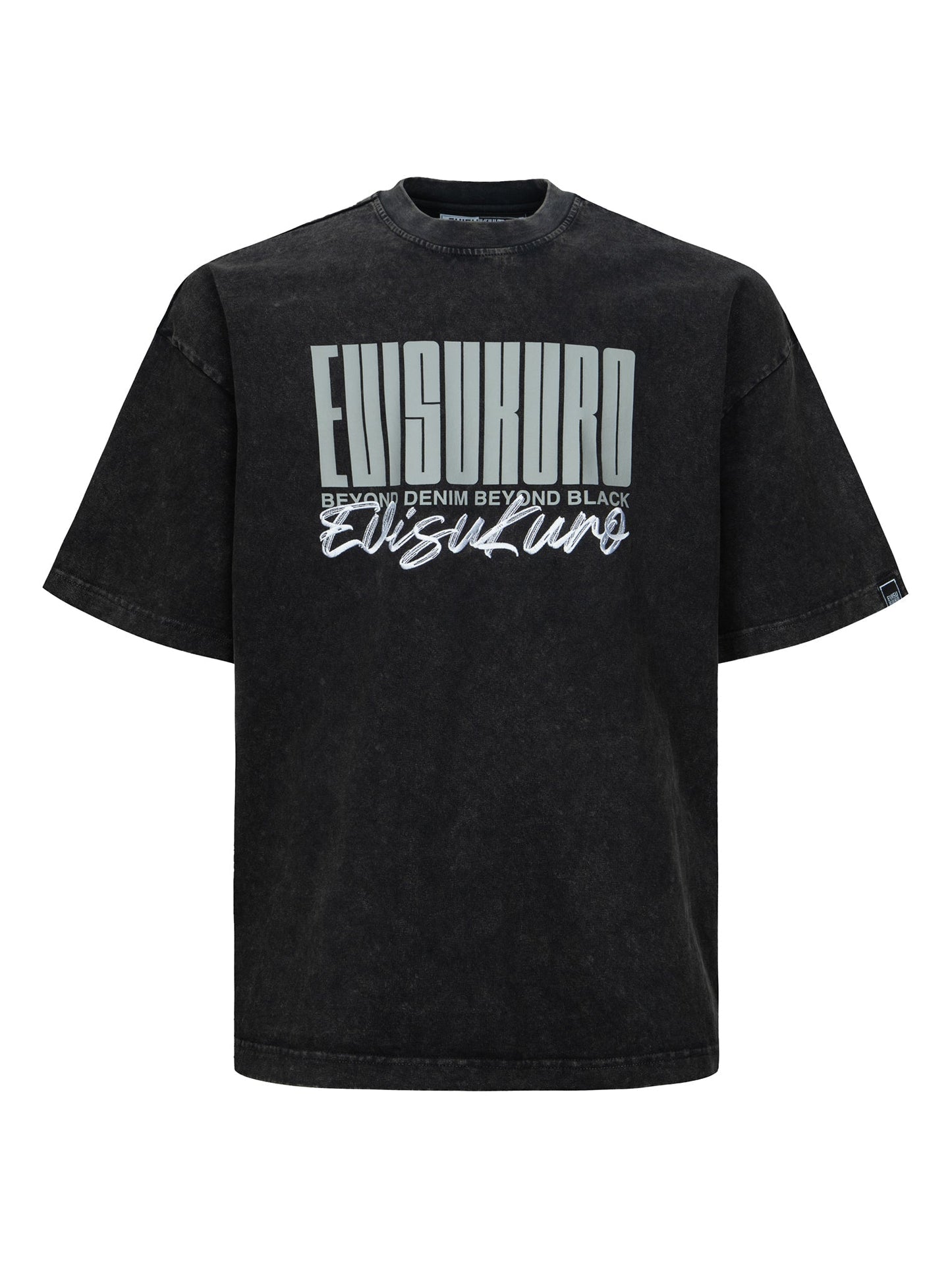 Logo and Slogan Print Oversized Pigment Dye T-Shirt