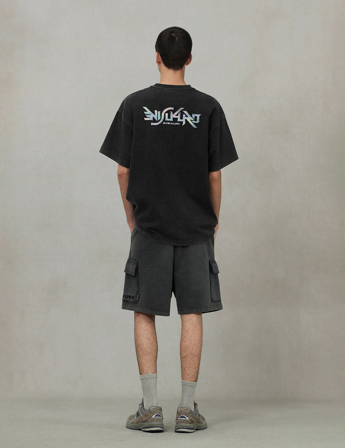 EVISUKURO Embroidery Washed Relax Fit T-shirt