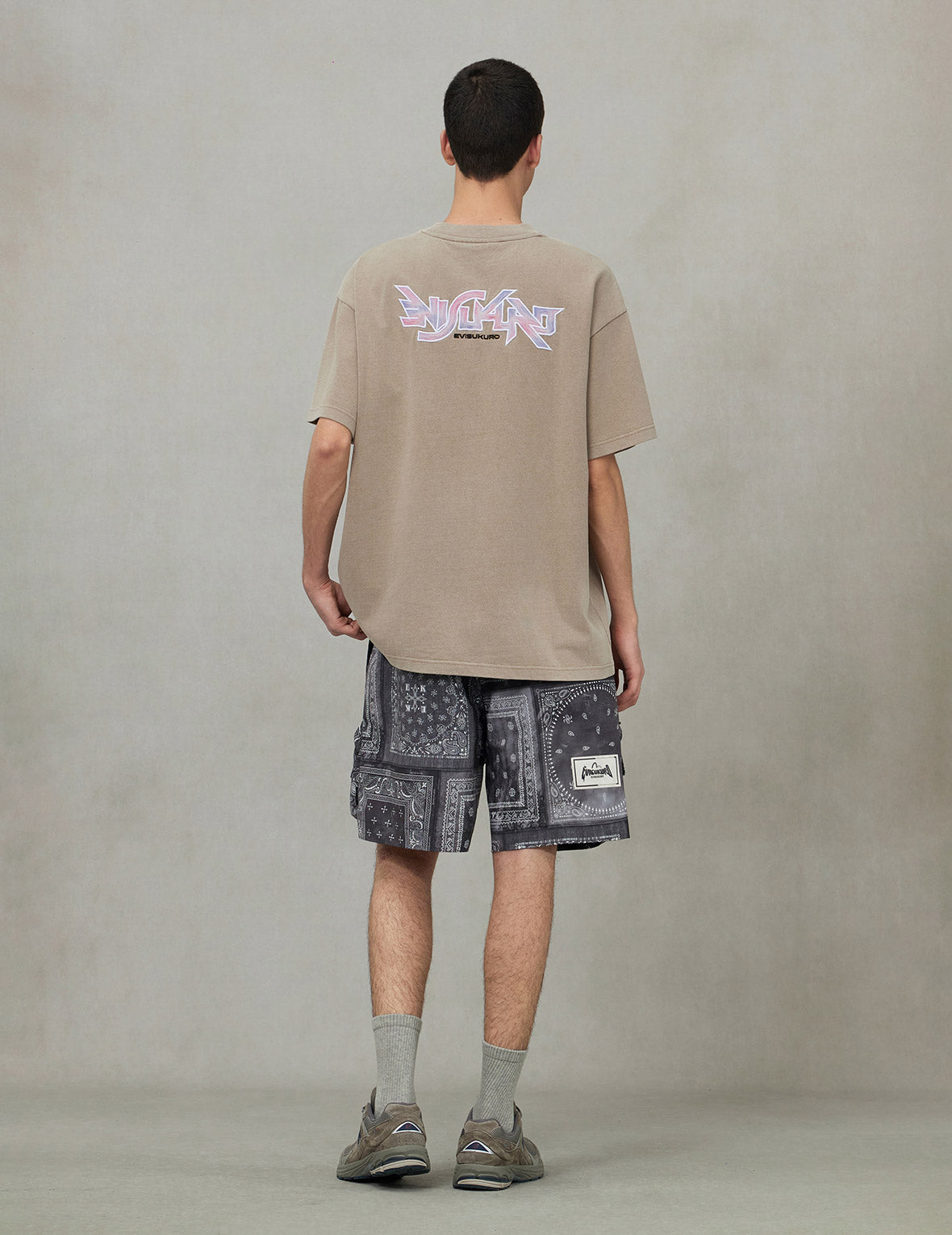 EVISUKURO Embroidery Washed Relax Fit T-shirt