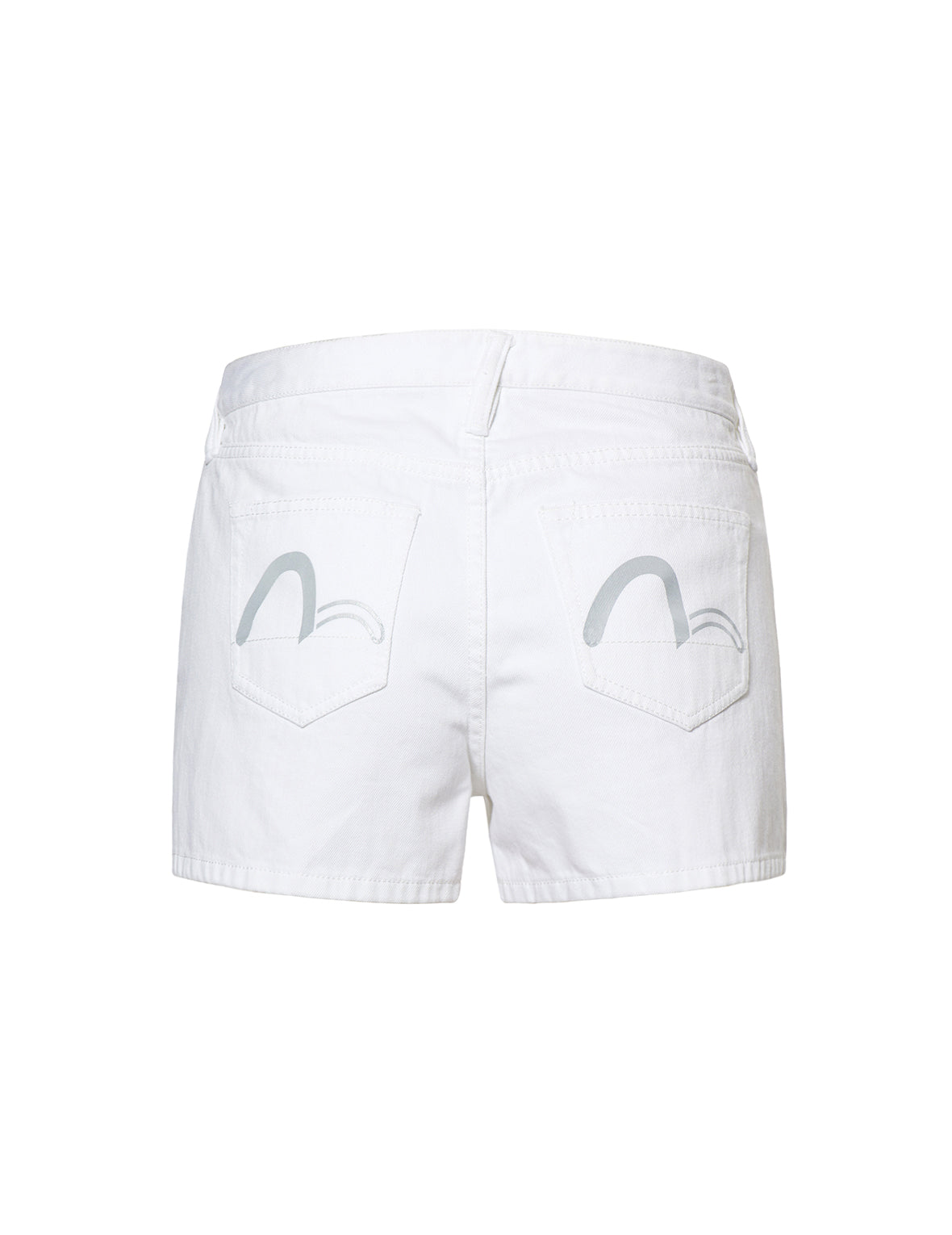 Denim Shorts with Asymmetric Pleated Skirt Overlay – EVISU