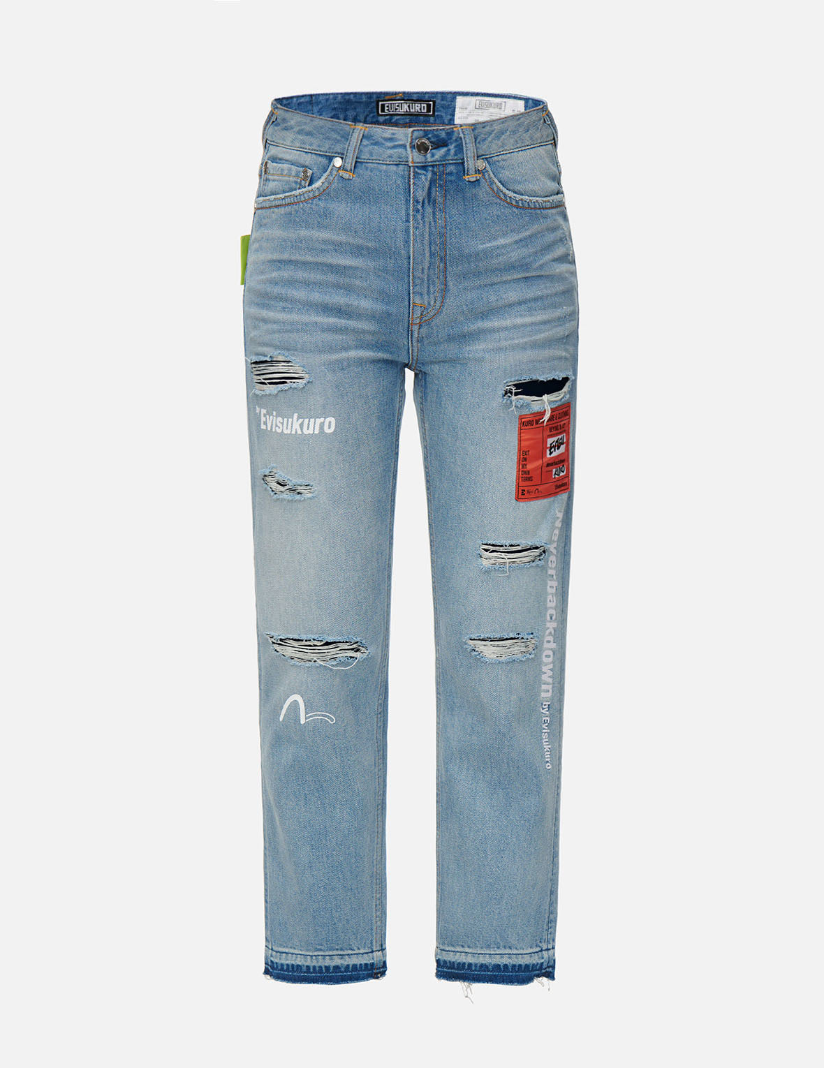 Woven Label Ripped Relaxed Fit Jeans