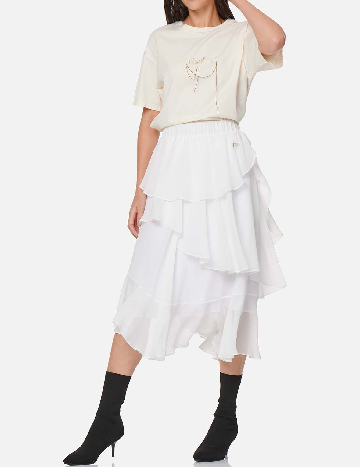 Asymmetric Layered Skirt
