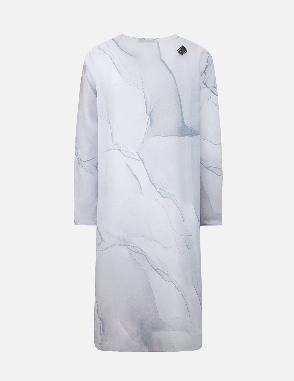 Marble-pattern Print Mesh Dress (with Inner Dress)