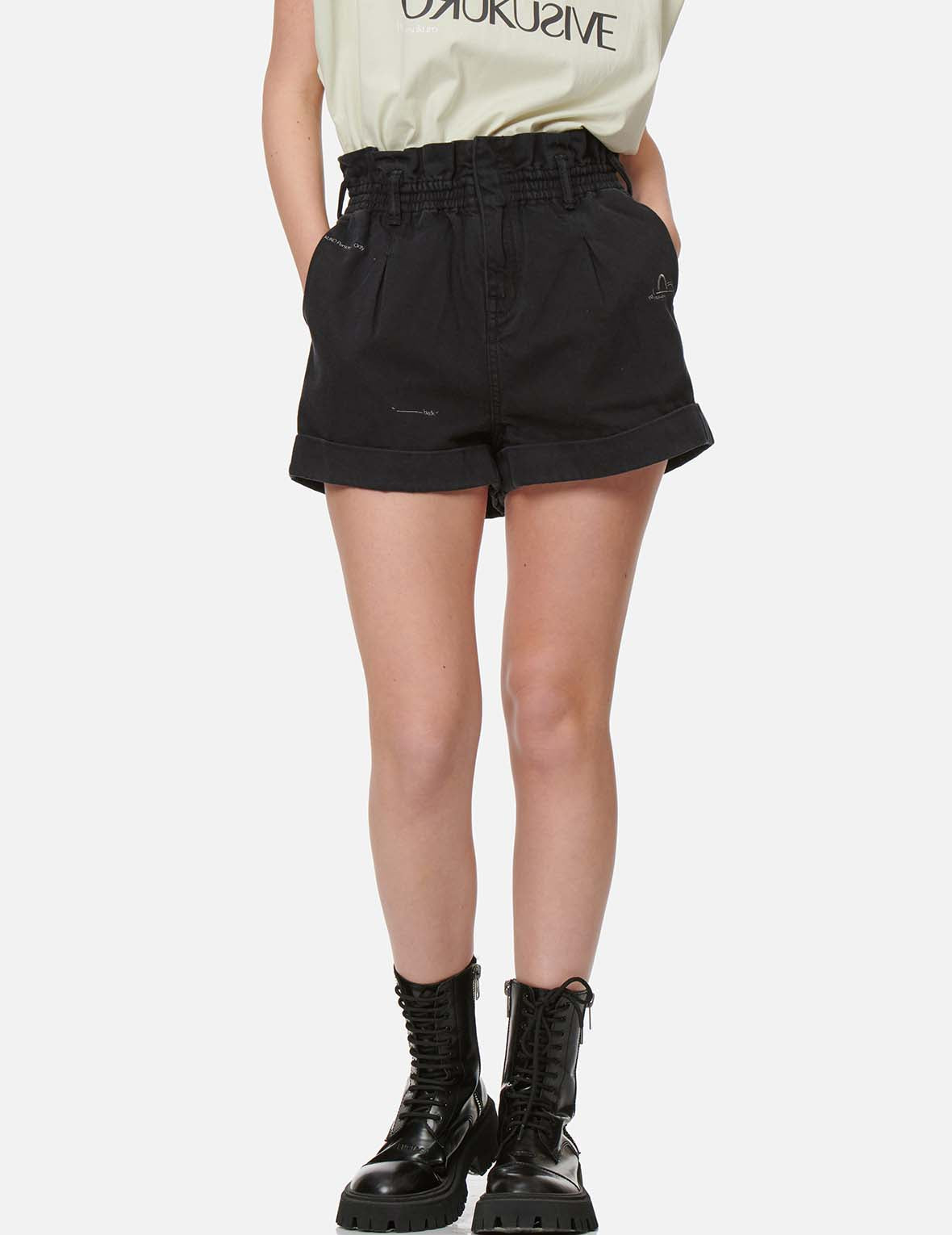 Paper Bag Denim Shorts