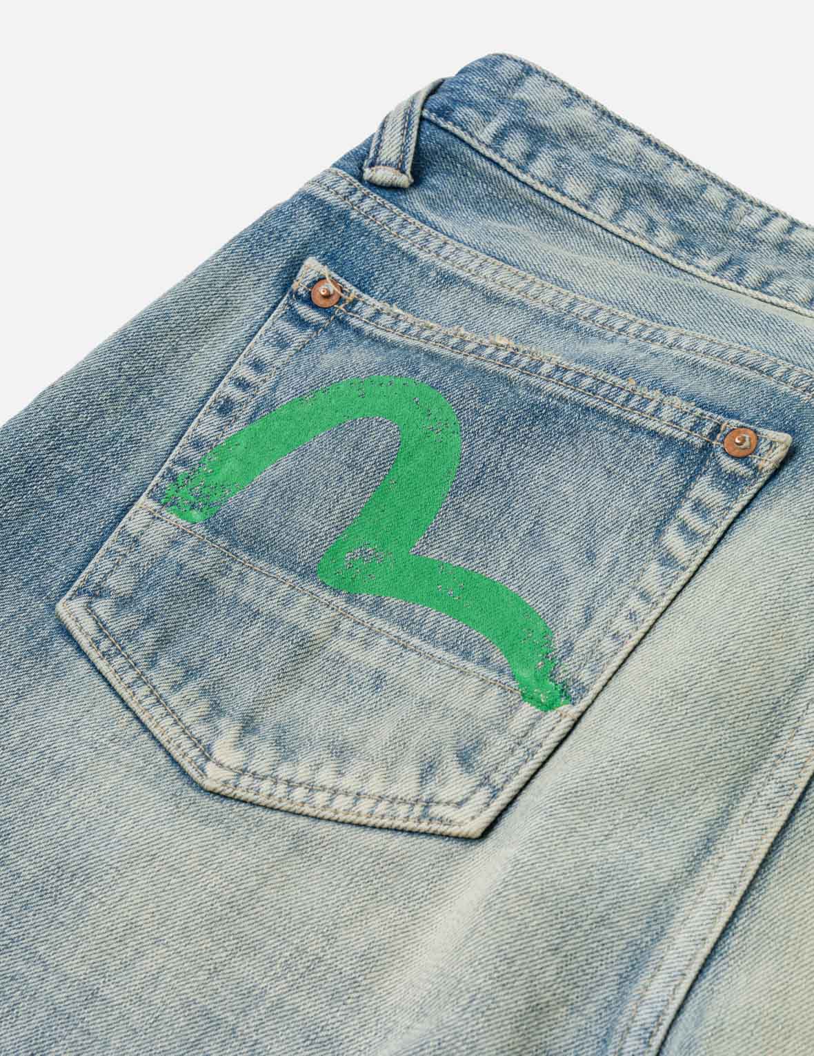 Light-washed Seagull Print Regular Fit Jeans #2020