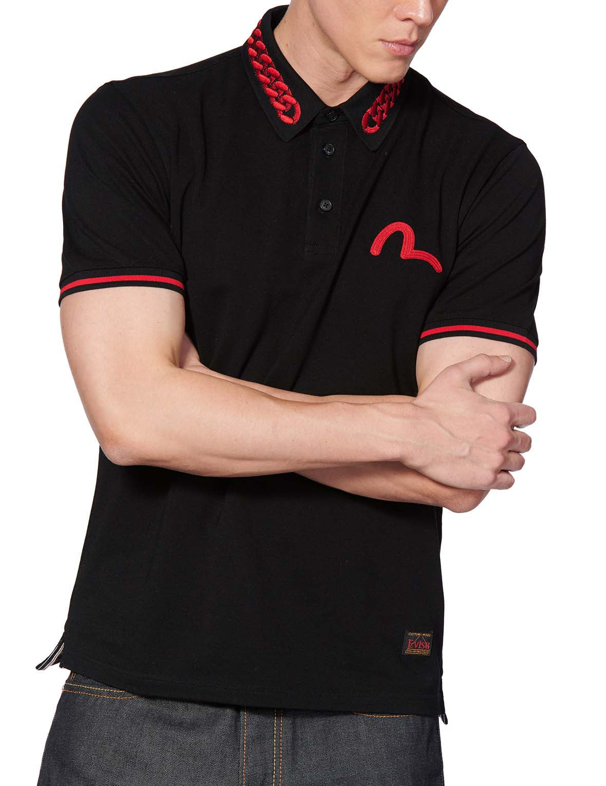 Chain Embroidered Polo Shirt