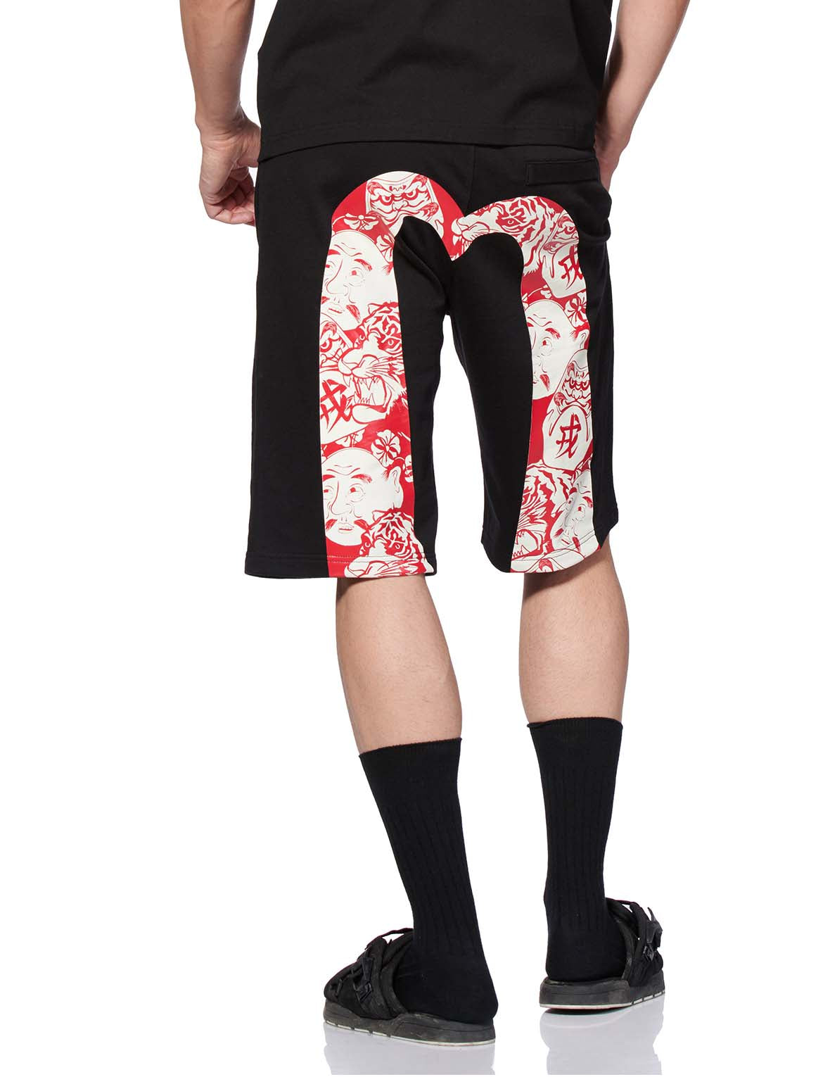 Allover Daruma, Ebisu and Tiger Daicock Printed Sweat Shorts