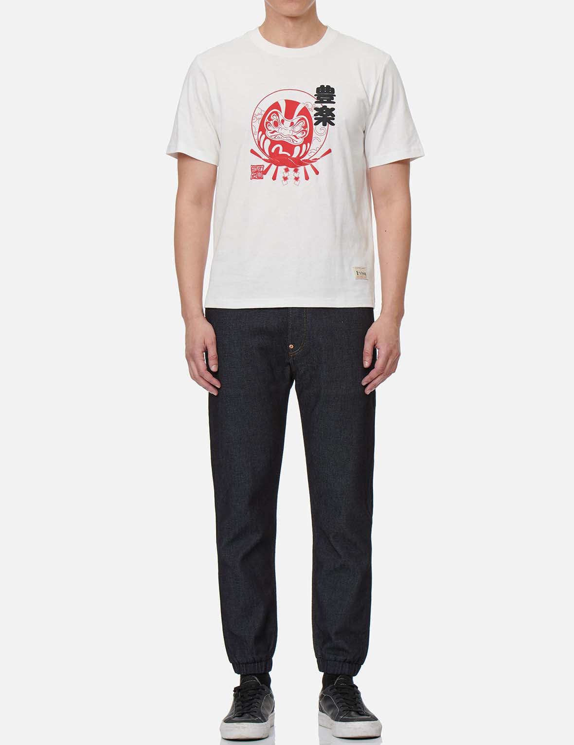 Daruma Buddies Daicock Print Denim Jogger Pants