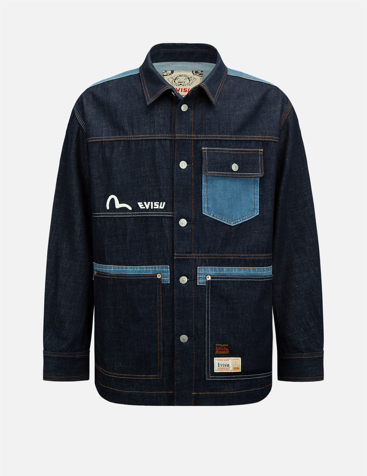 Vintage Handwritten Logo Embroidered Denim Shirt Jacket