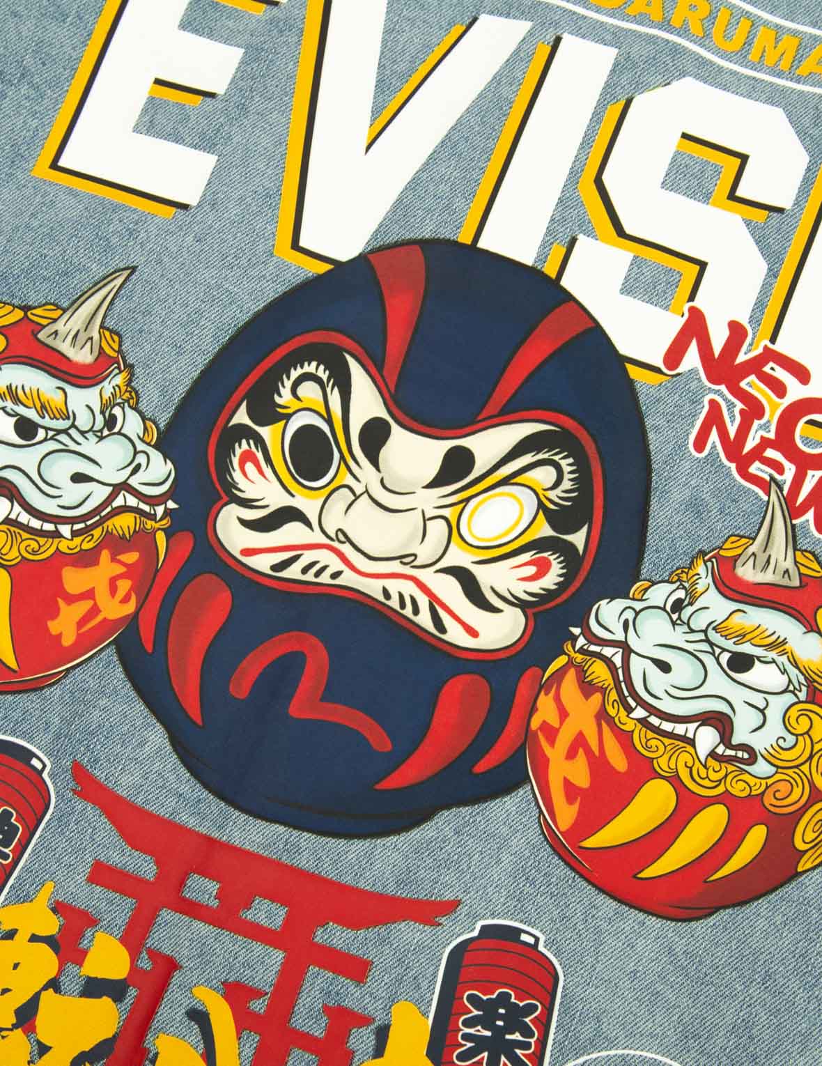 Daruma Buddies Print Denim Shirt