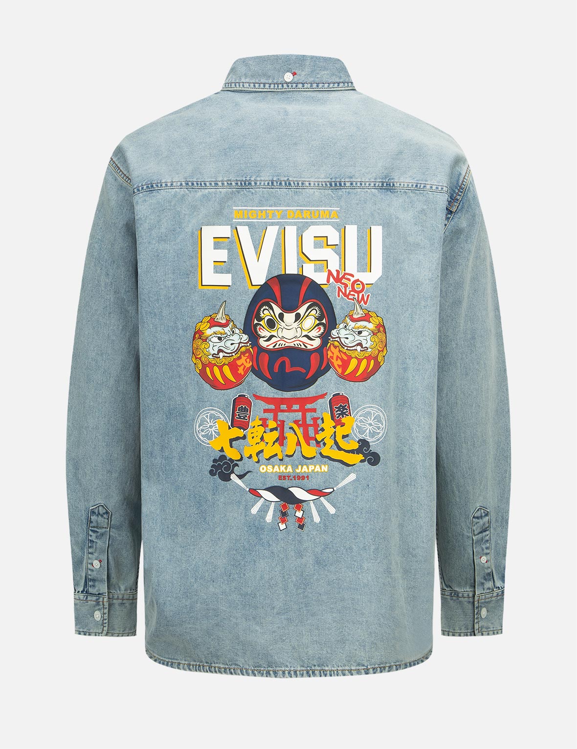 Daruma Buddies Print Denim Shirt