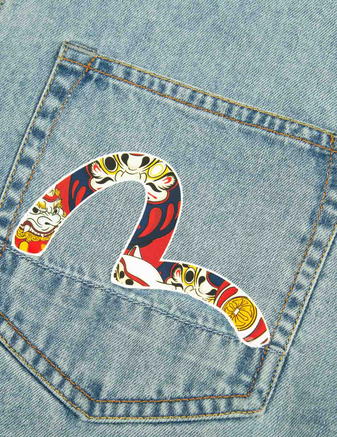 Daruma Buddies Print Denim Shirt