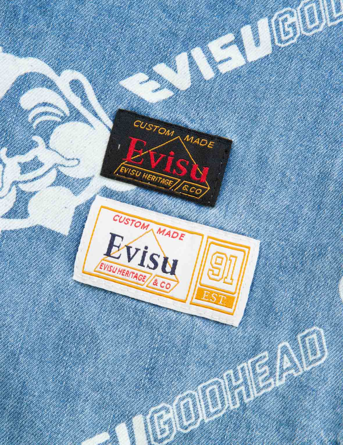 Allover Godhead and Logo Discharged  Print Denim Shirt