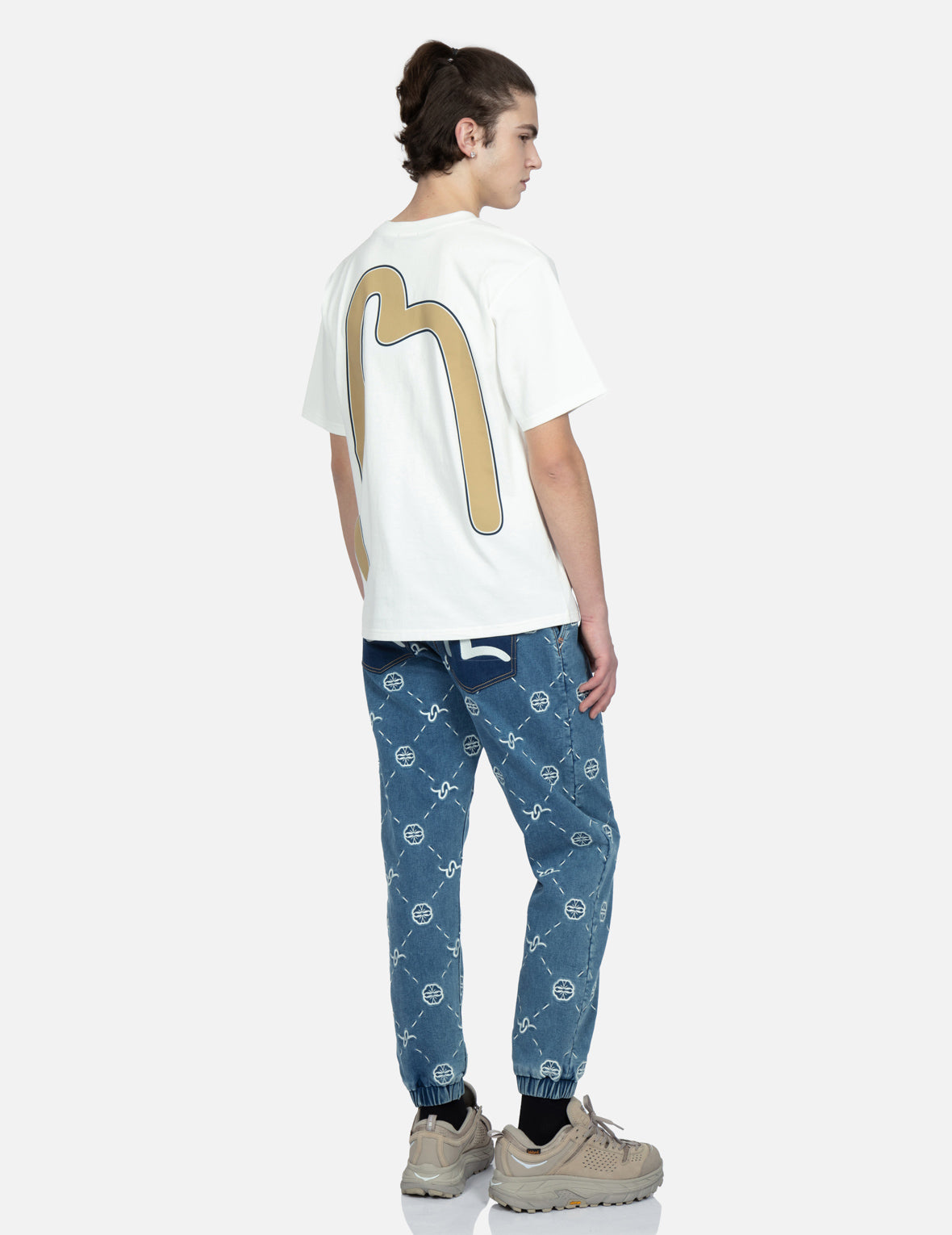 Monogram Embroidery Regular Fit Denim Jogger Pants