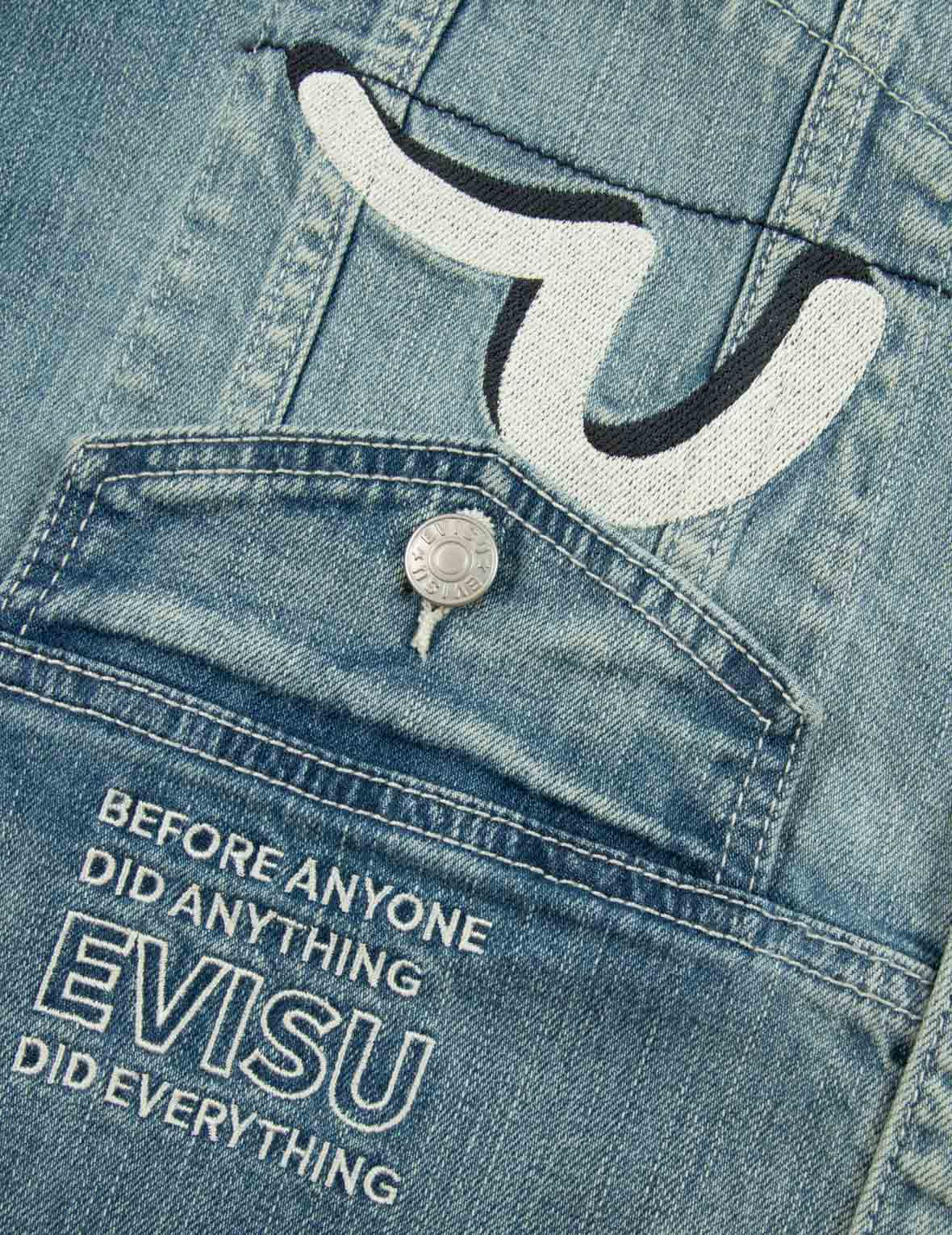 Graffiti Darma Grid Graphic Print Denim Shirt Jacket – EVISU