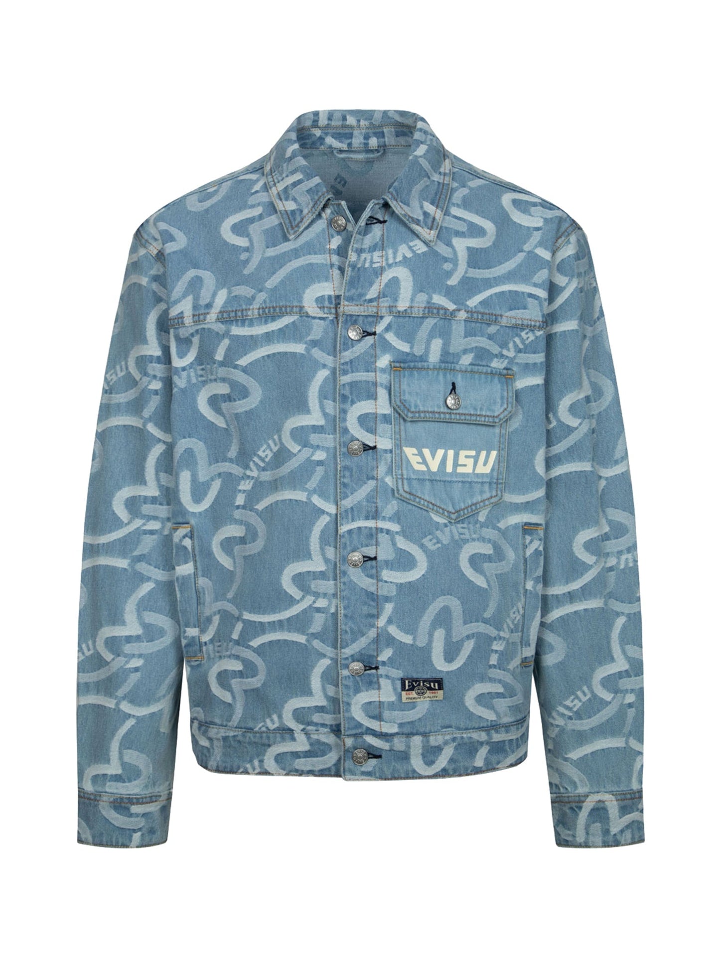 Allover Seagull Jacquard Relax Fit Denim Jacket