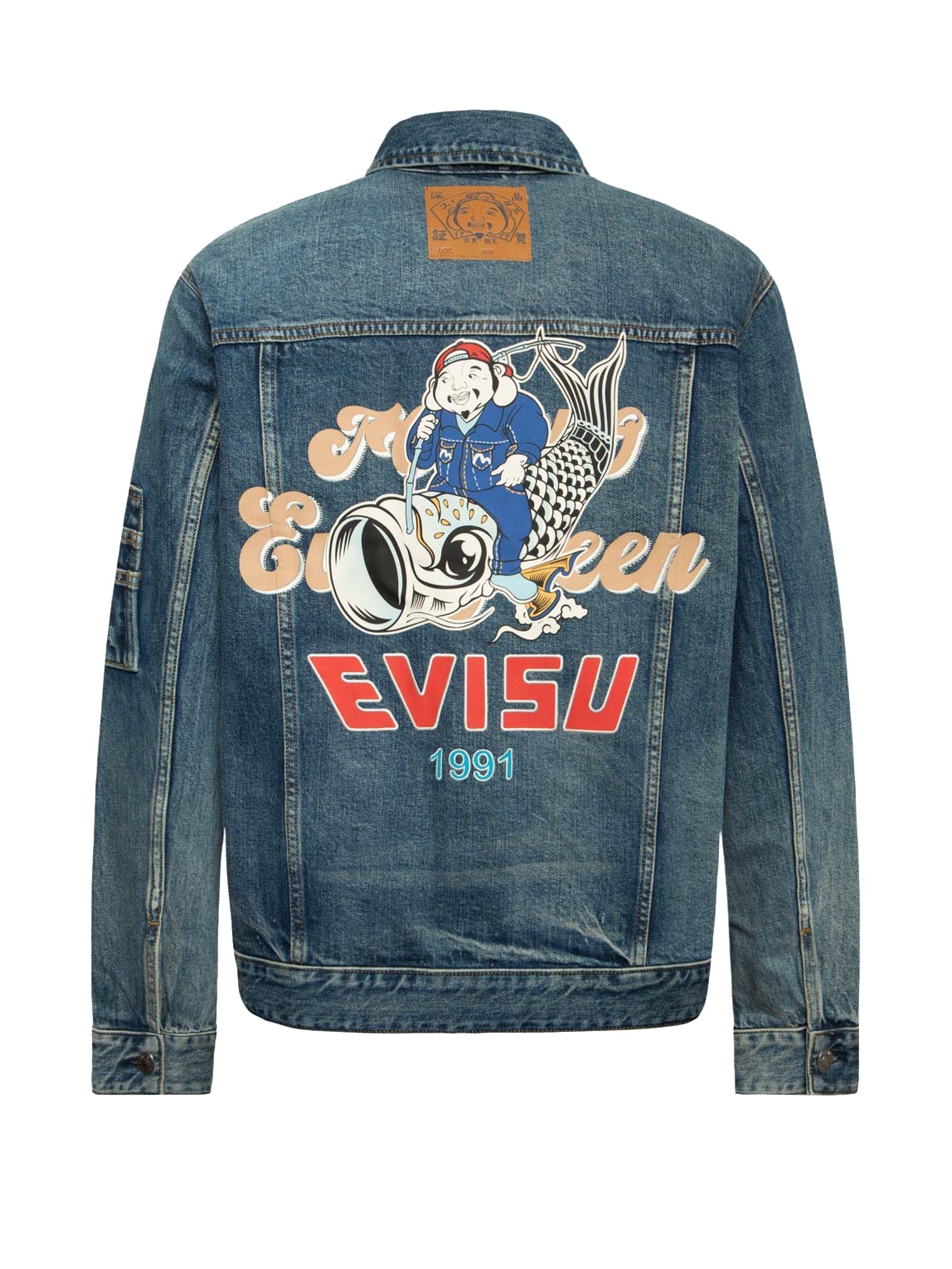 Seagull Embroidery , Godhead Print Relax Fit Denim Jacket