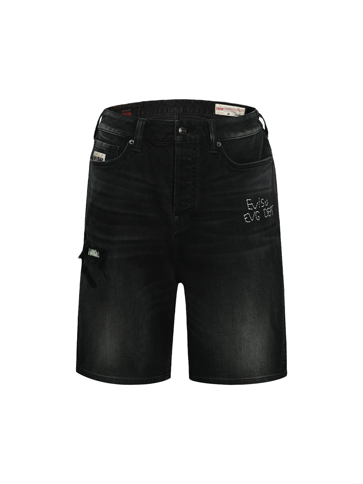 Seagull Appliqué Embroidery and Godhead Print
Relax Fit Denim Shorts
