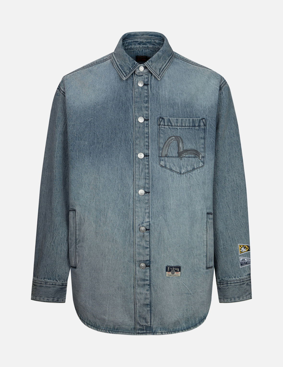 Brush Daicock Print Regular Fit Denim Shirt Jacket