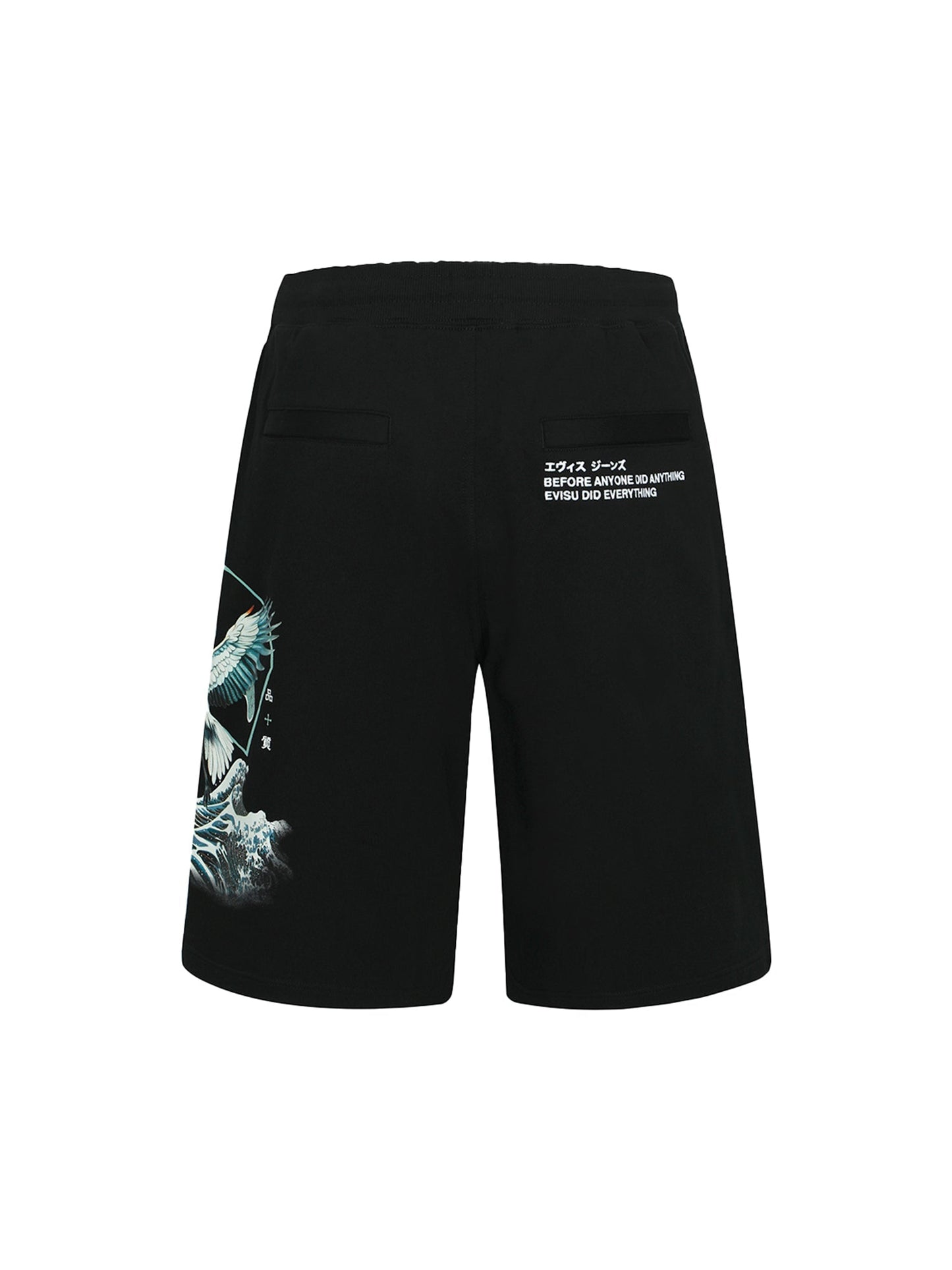 Crane and The Great Wave Print Relax Fit Sweat Shorts
