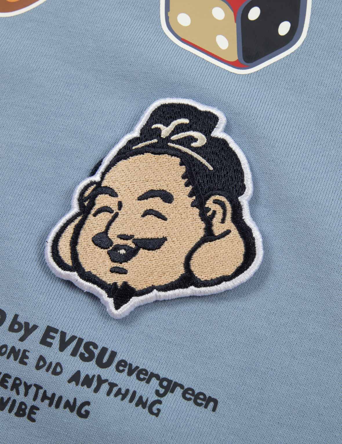 Daruma and Godhead Embroidered Badges Relax Fit Hoodie – EVISU