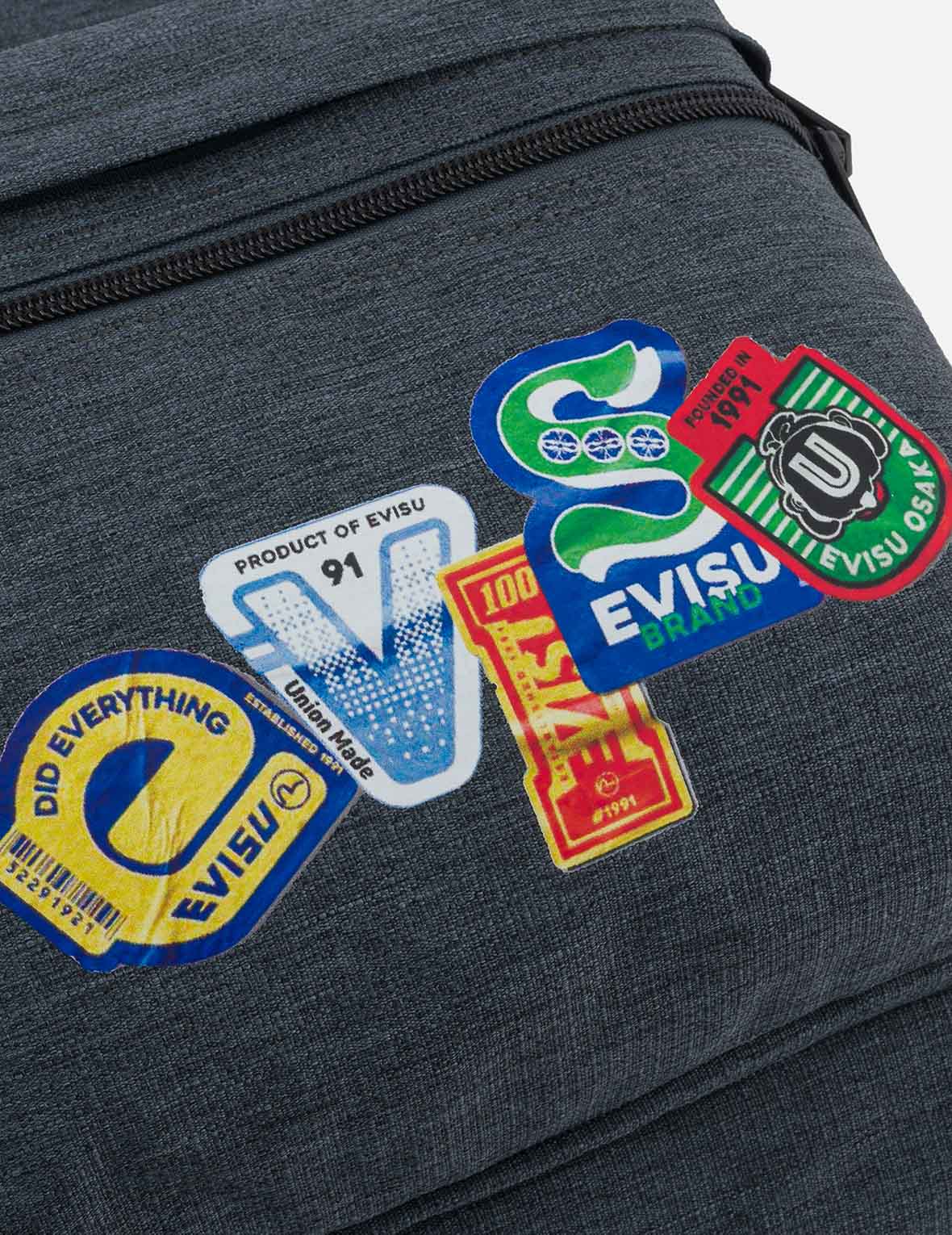 Faux Sticker Logo Print Denim Backpack – EVISU