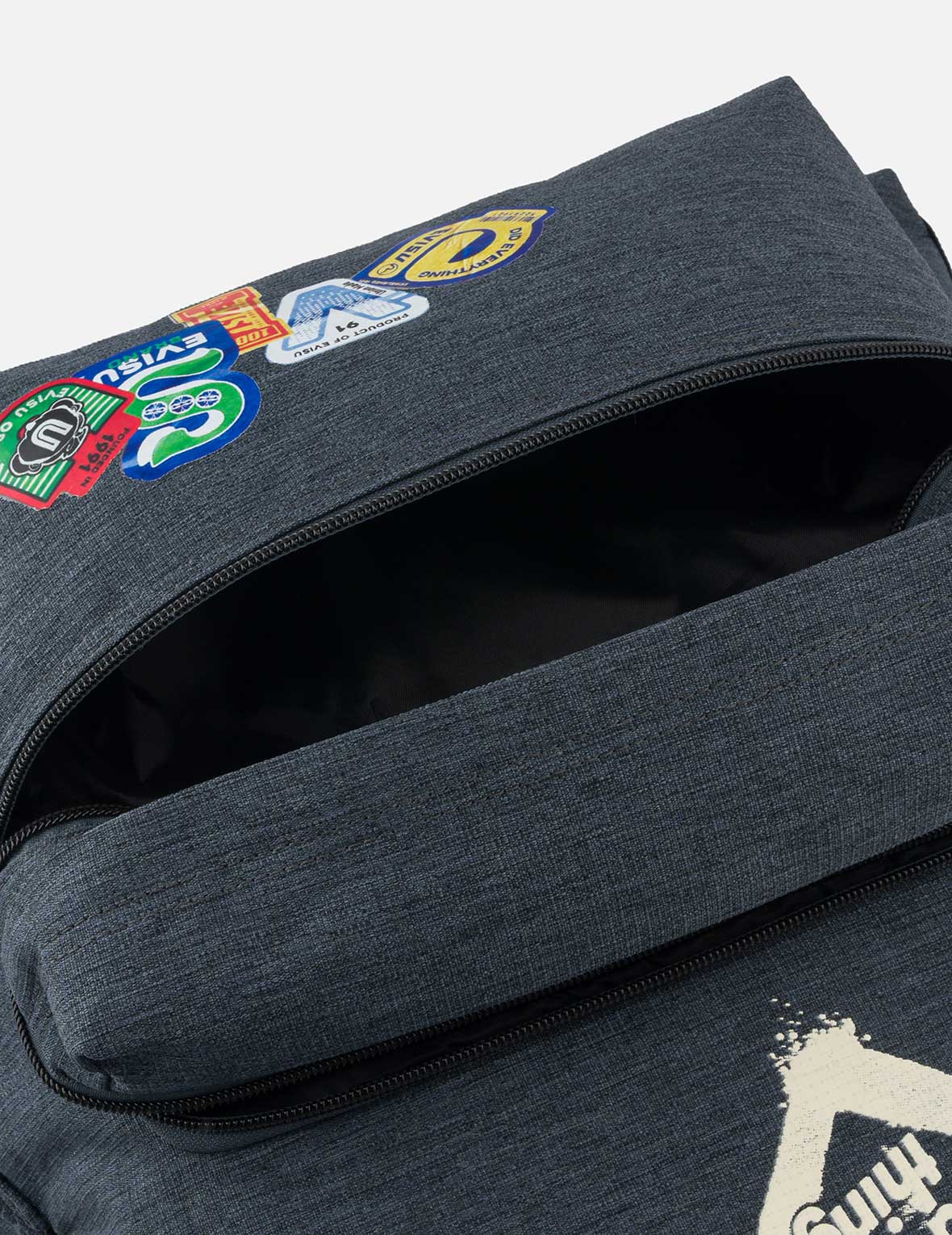 Faux Sticker Logo Print Denim Backpack – EVISU