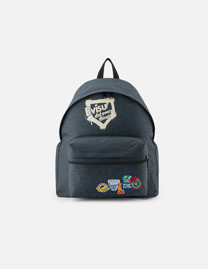 Faux Sticker Logo Print Denim Backpack – EVISU