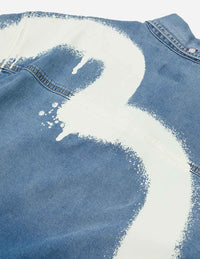 Graffiti Daicock Print Relax Fit Denim Short-Sleeves Shirt
