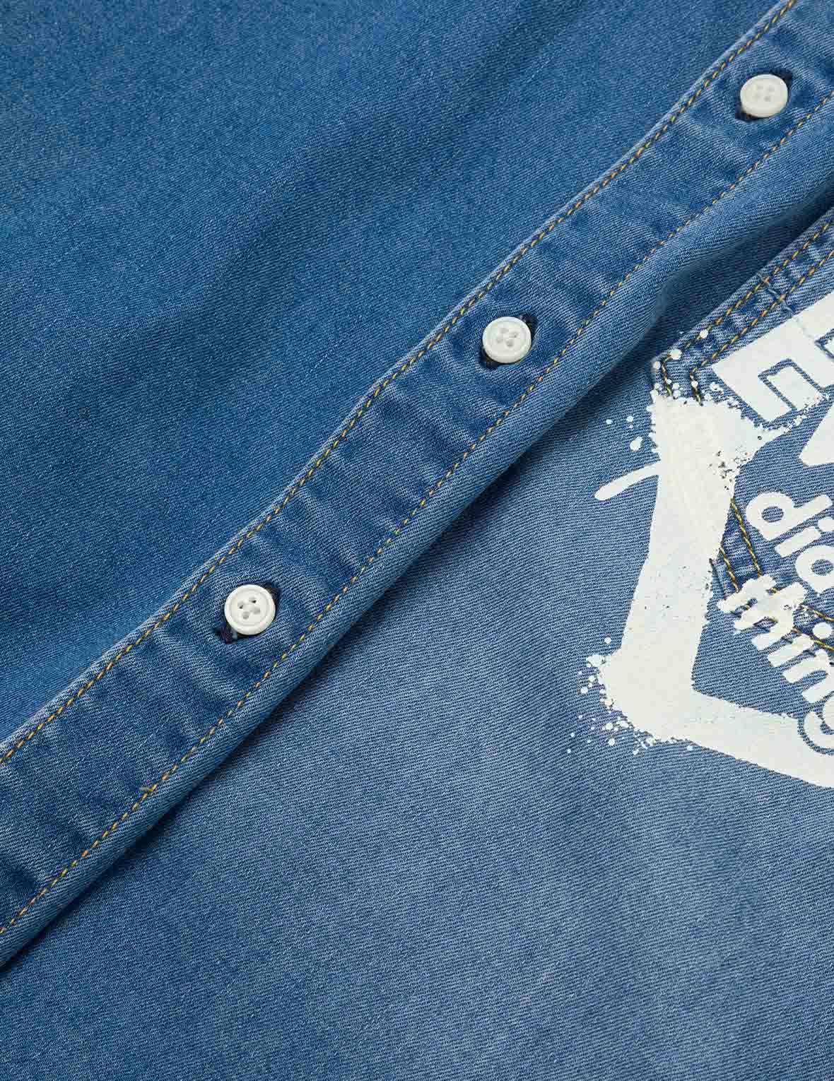 Graffiti Daicock Print Relax Fit Denim Short-Sleeves Shirt – EVISU