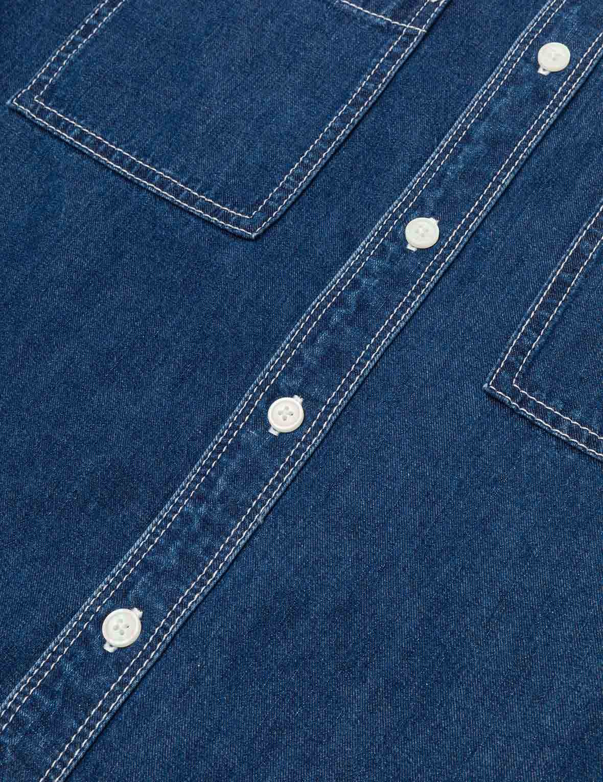 Logo Embroidery Fashion Fit Denim Short-Sleeves Shirt