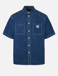 Logo Embroidery Fashion Fit Denim Short-Sleeves Shirt