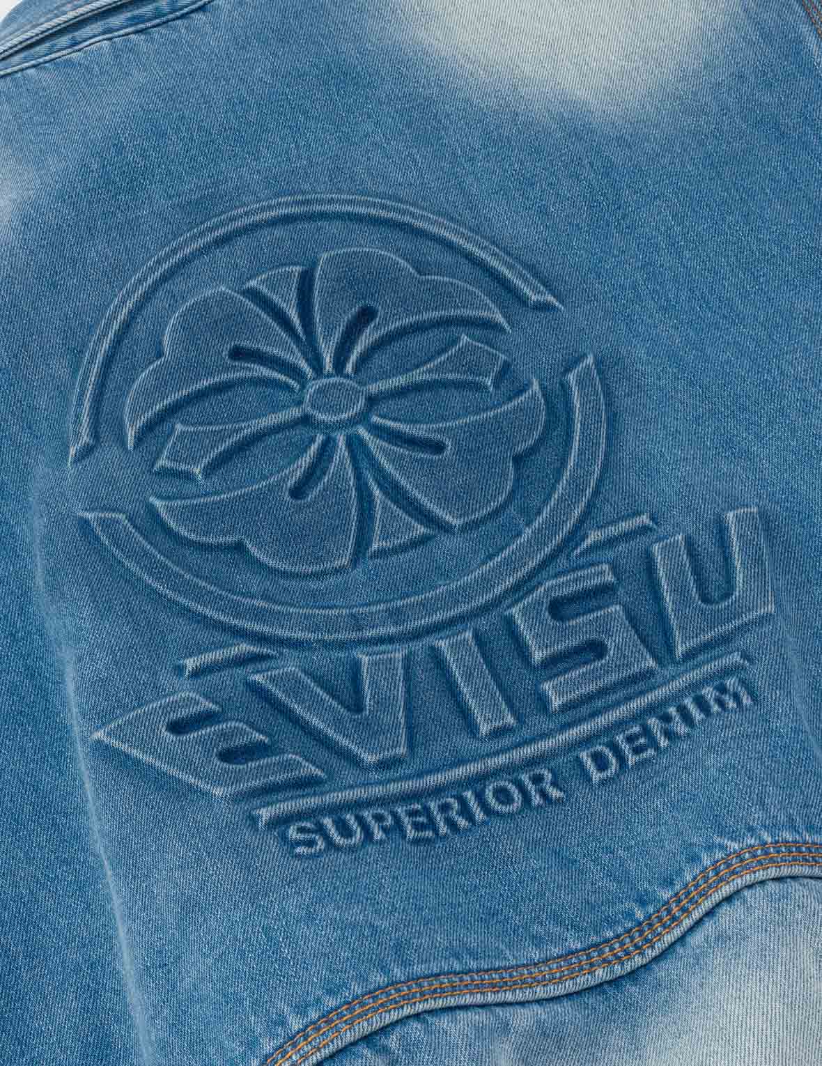 Emboss Kamon Relax Fit Worker Denim Jacket