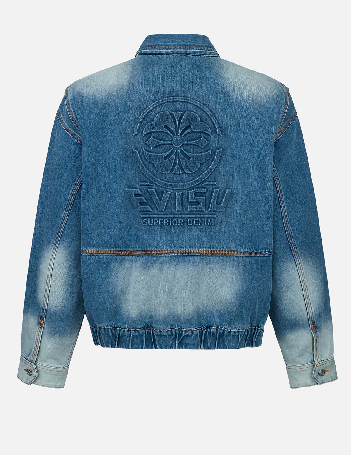 Emboss Kamon Relax Fit Worker Denim Jacket