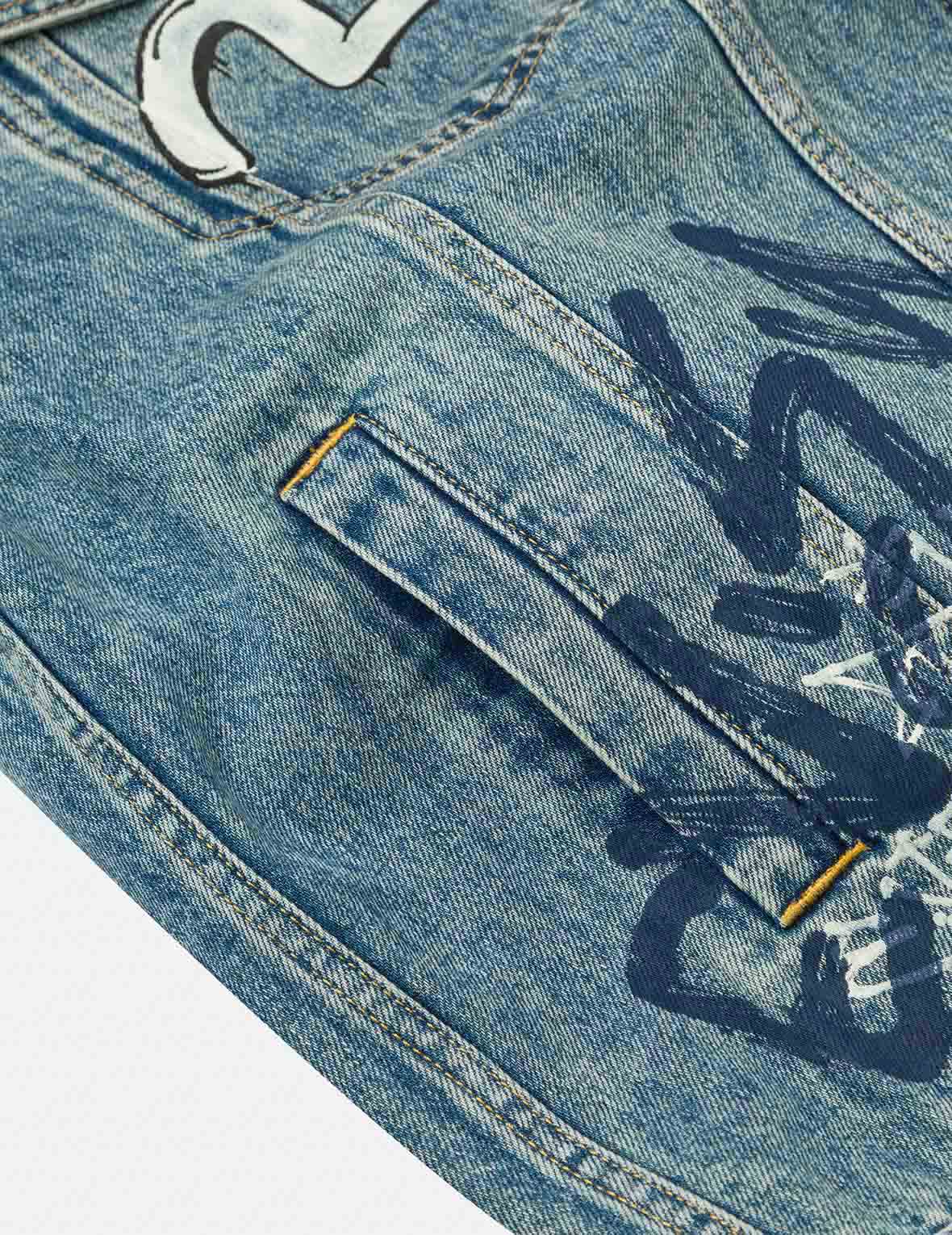 Graffiti Prints Regular Fit Denim Jacket