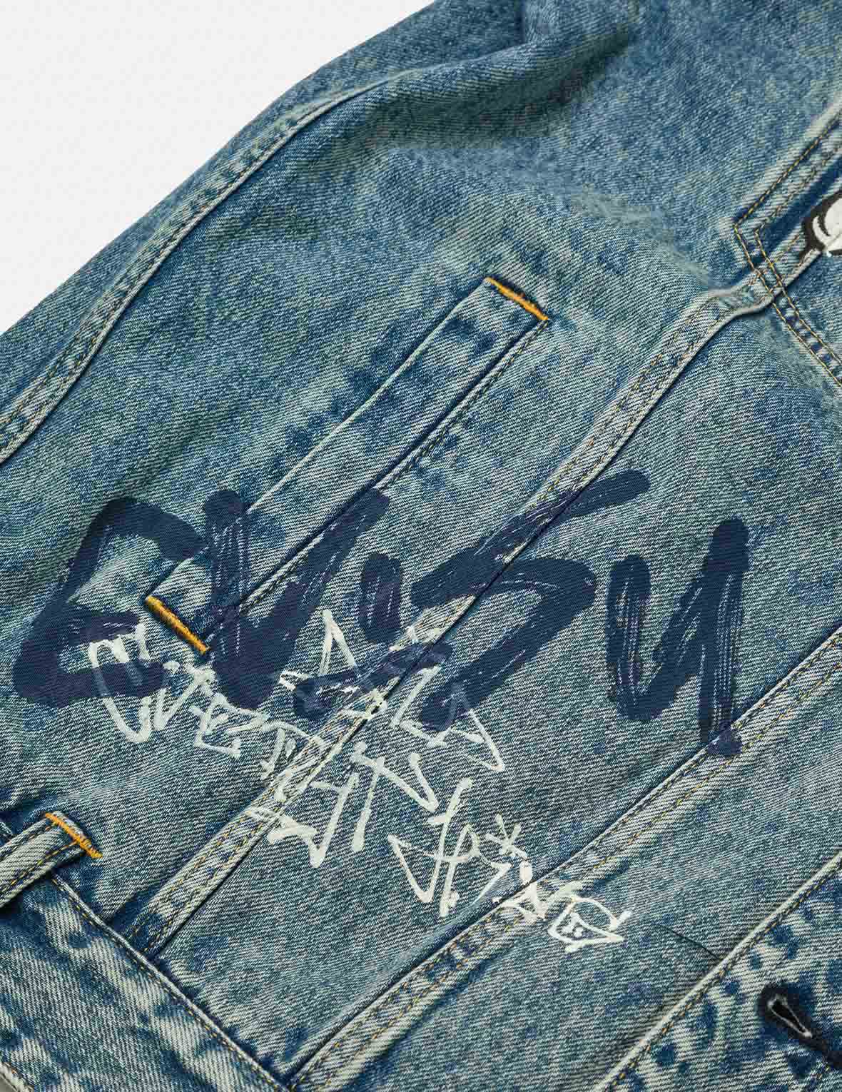 Graffiti Prints Regular Fit Denim Jacket