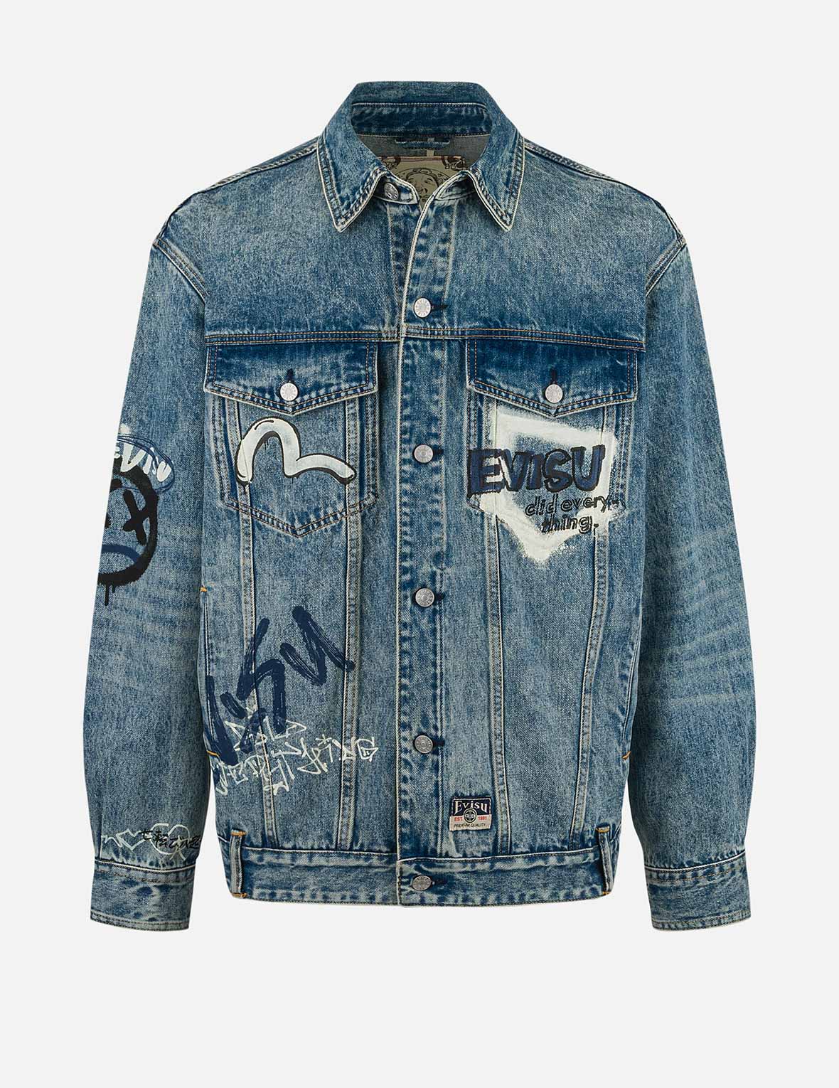 Graffiti Prints Regular Fit Denim Jacket