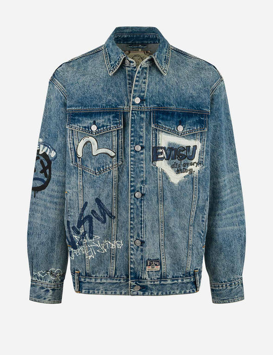 Graffiti Prints Regular Fit Denim Jacket