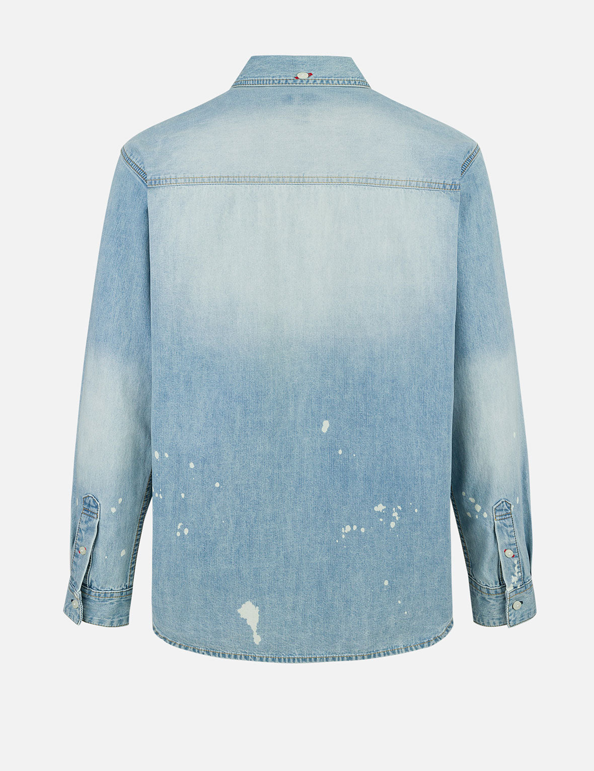 Inserted Seagull Embroidery Relax Fit Denim Shirt