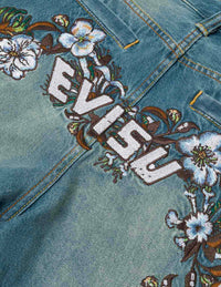 Floral Daicock Embroidery Regular Fit Denim Shorts