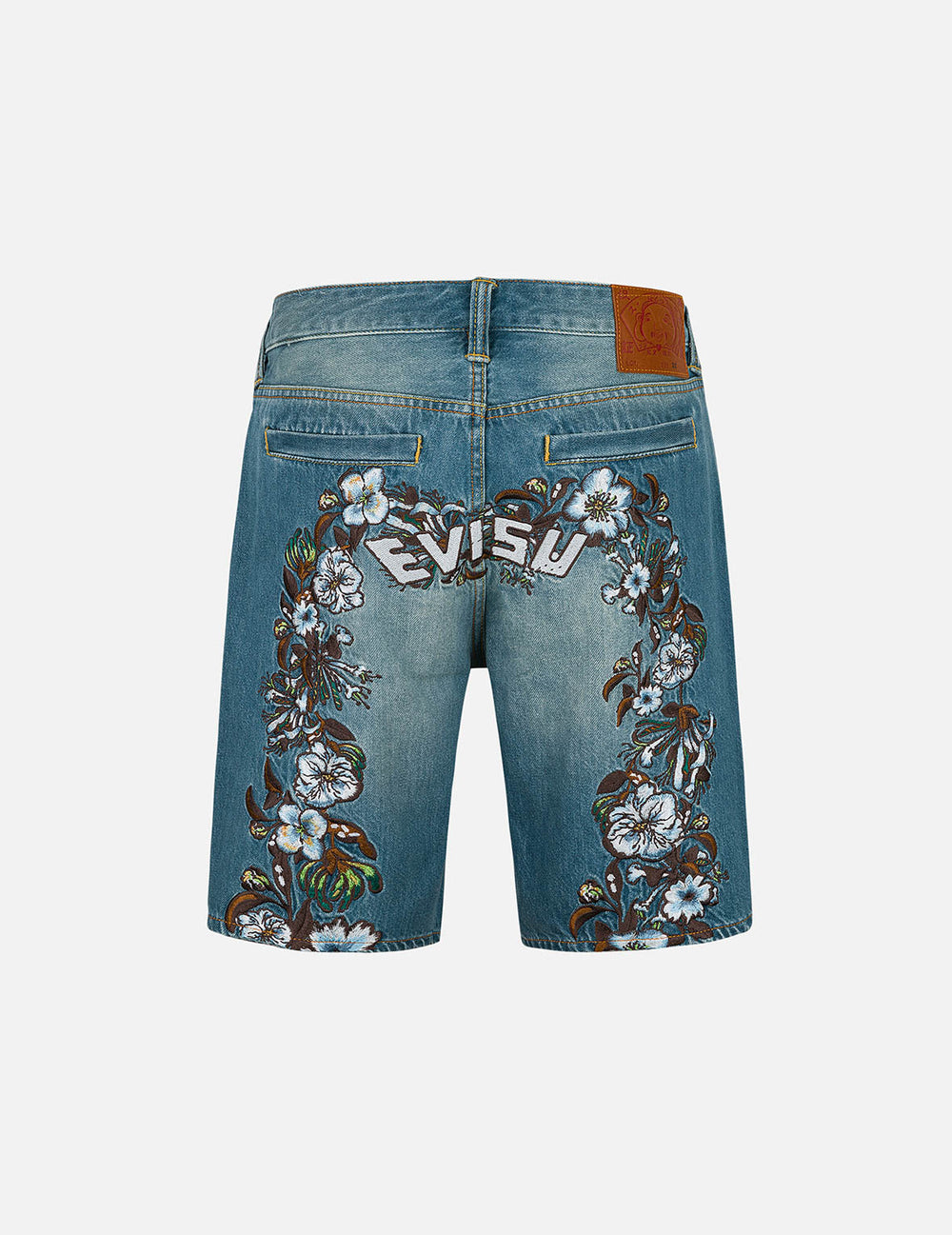 Floral Daicock Embroidery Regular Fit Denim Shorts – EVISU
