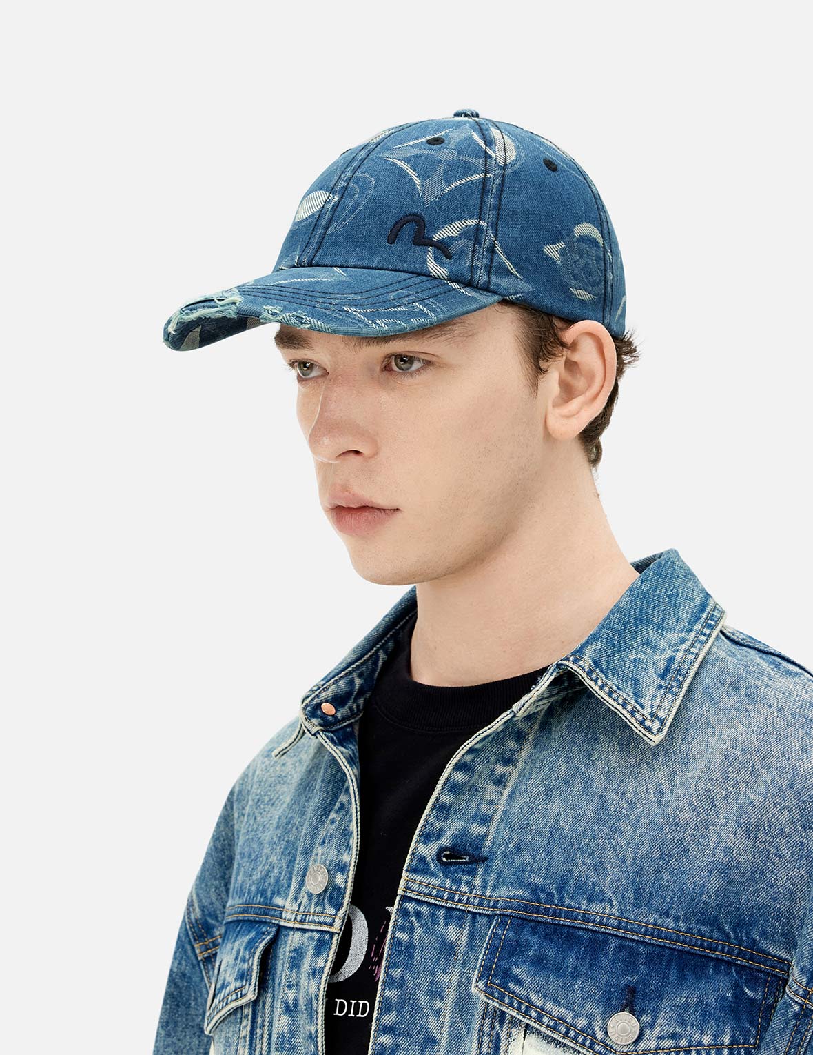 Allover Kamon Jacquard Denim Cap – EVISU