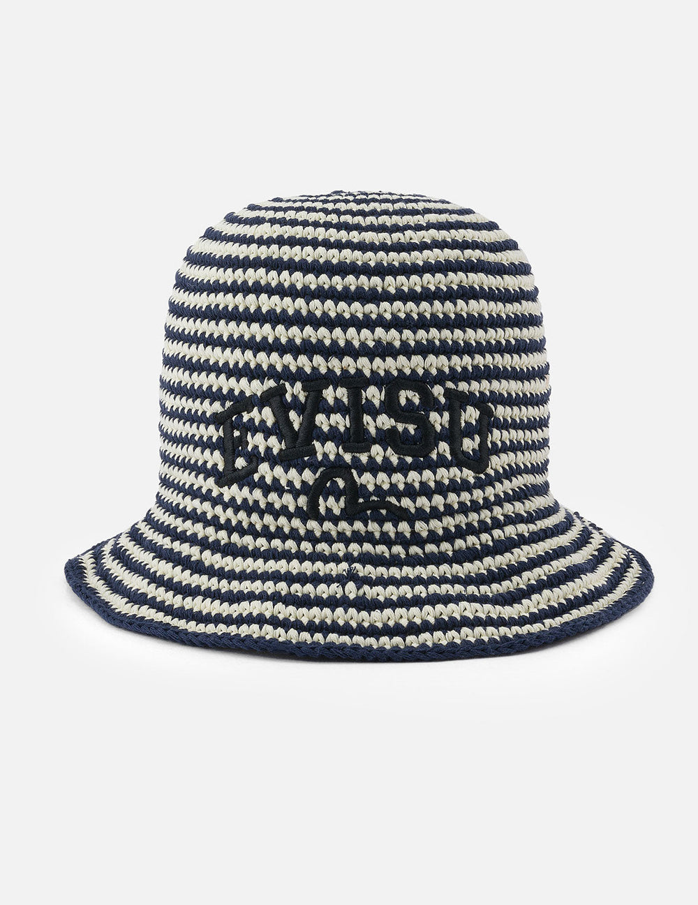 Logo Embroidery Striped Knitted Bucket Hat – EVISU display picture 3
