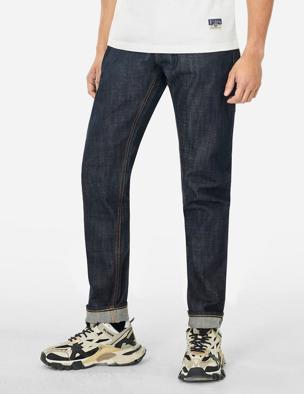 7 Pockets Design Taper Fit Raw Jeans #2017 – EVISU