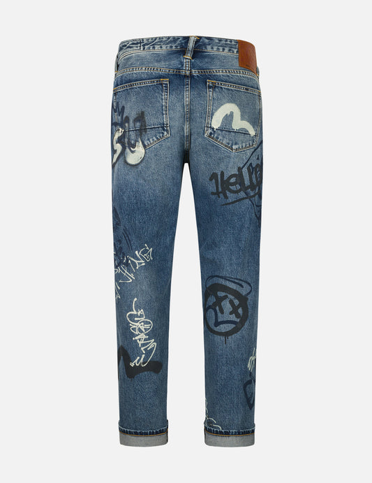 Graffiti Prints Regular Fit Jeans #2000