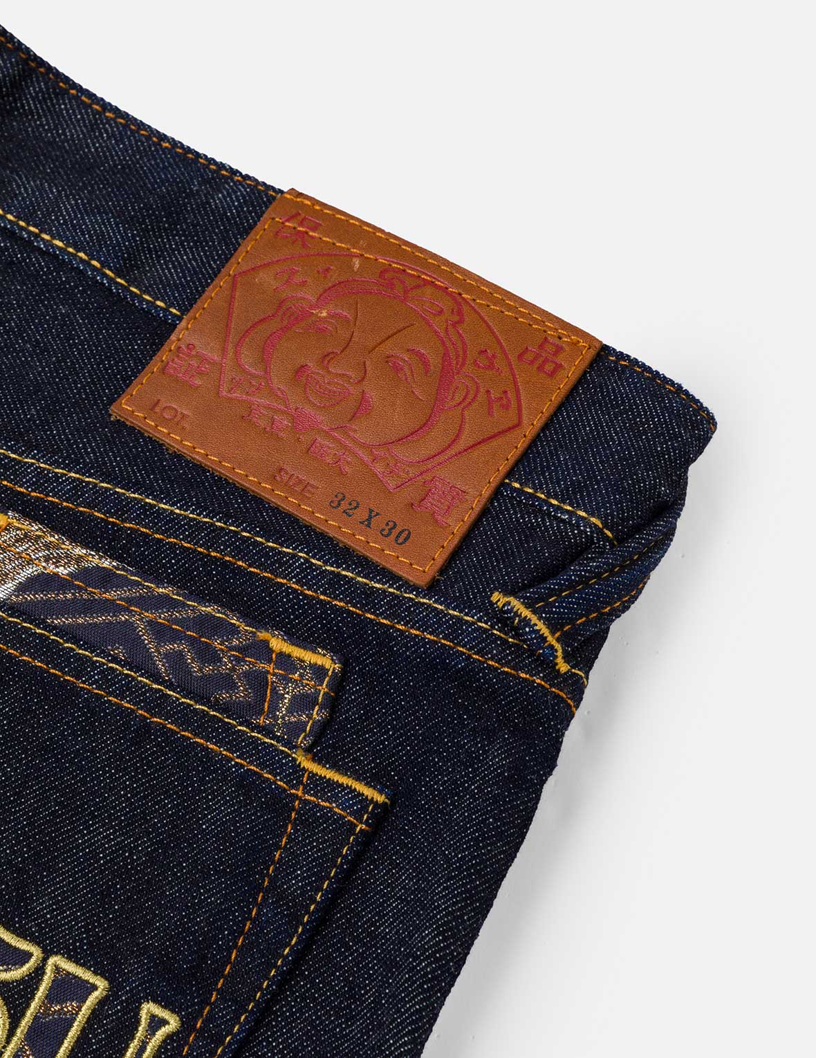 Seagull and Logo Brocade Appliqué Taper Fit Jeans #2017