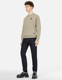 Ecru Seagull Print Carrot Fit Jeans #2017