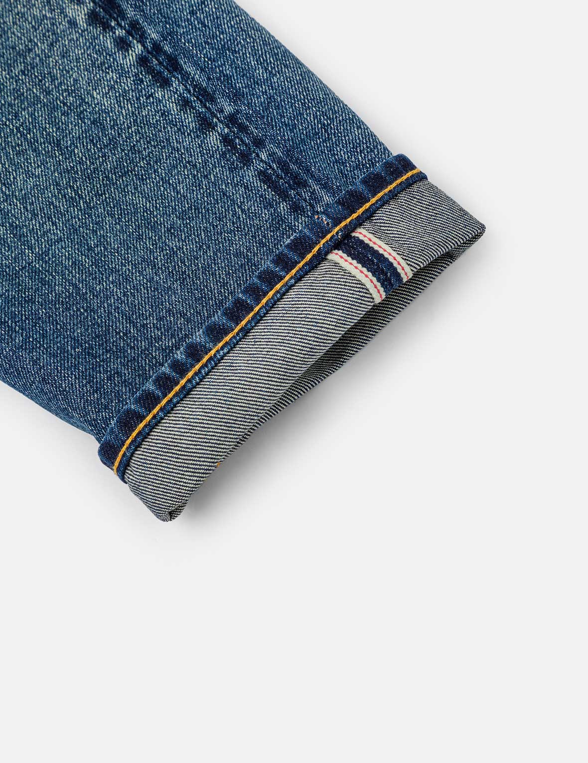 Seagull Embroidery and "EVISU SINCE 1991" Print Patch Taper Fit Jeans #2017