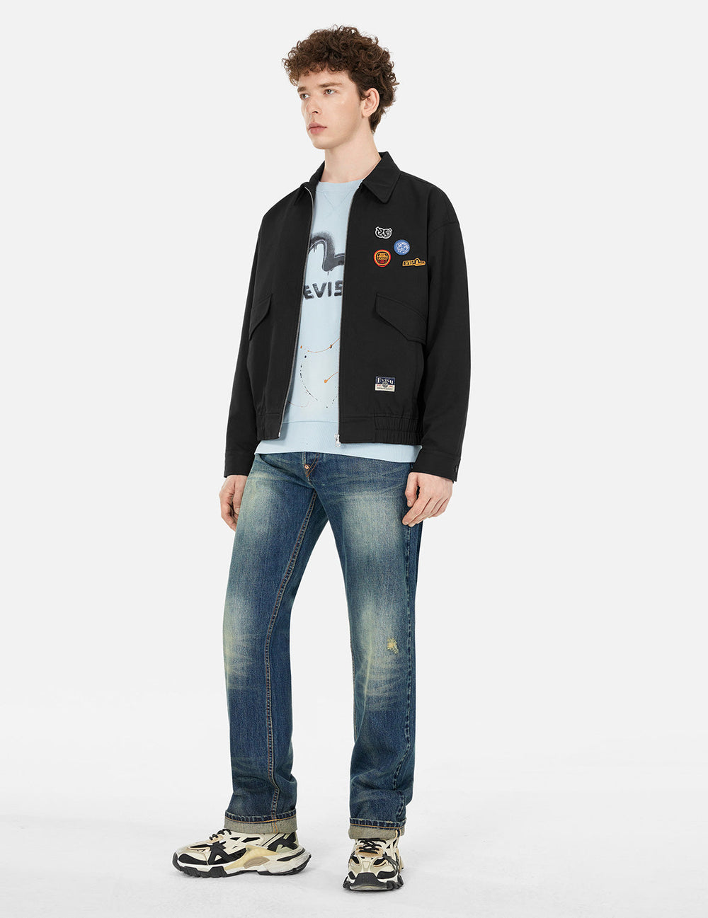 Graffiti Daicock Print Boxy Fit Zip Up Jacket