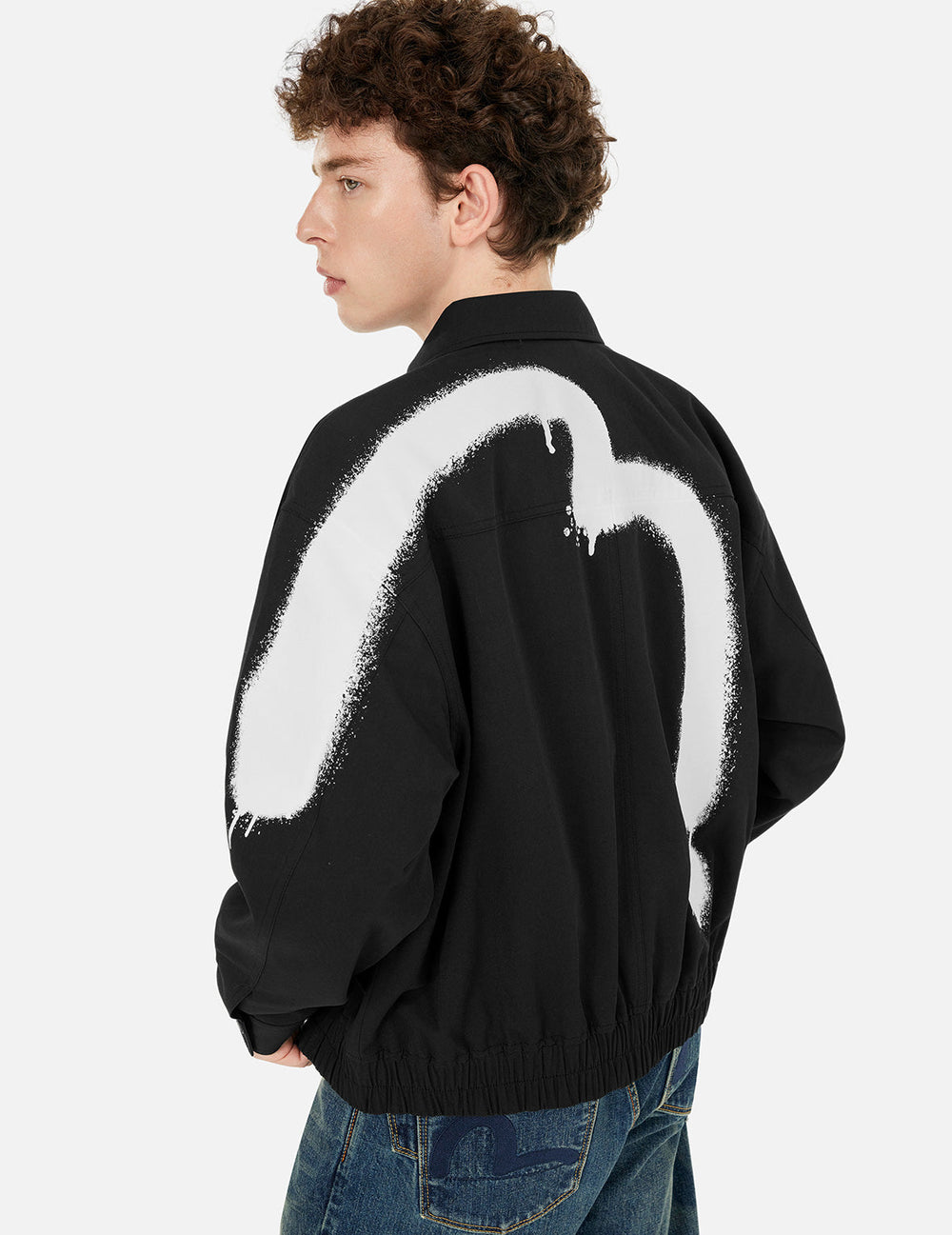 Graffiti Daicock Print Boxy Fit Zip Up Jacket